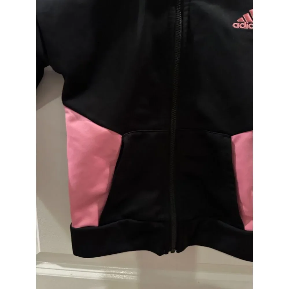 Adidas Classic Track Girl Jacket with Pink Stripes Size 3T